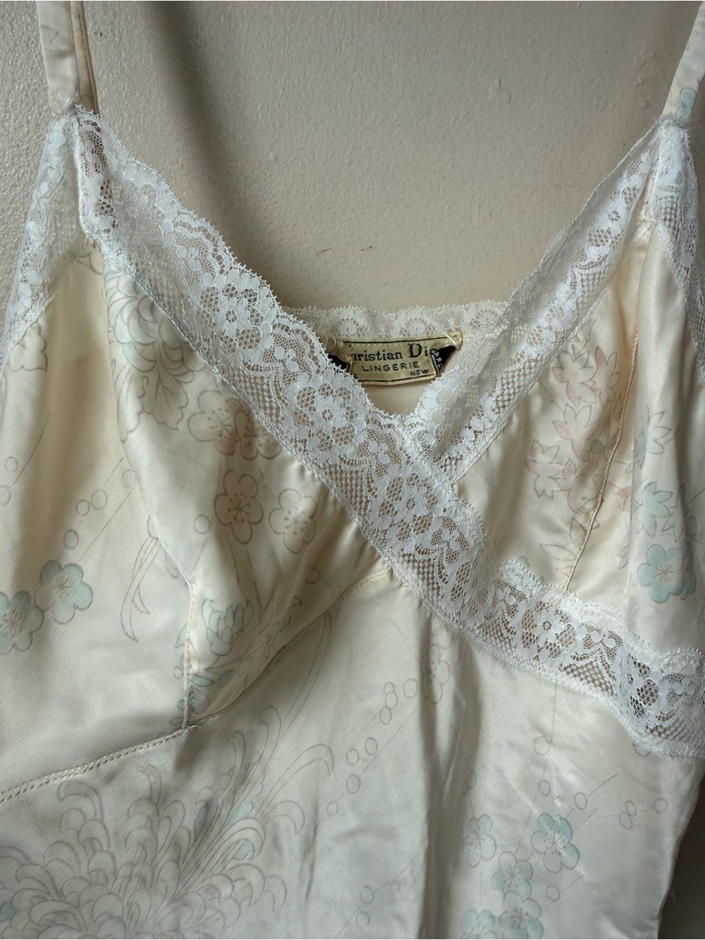 Christian Dior Cream Floral Lace Trim Vintage Camisole Top - Picture 4 of 6